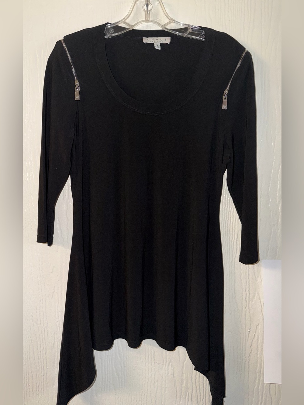 Chaus Black Women's Top with Silver Label Detail